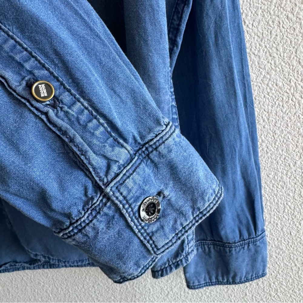 Scotch & Soda Maison Scotch Blue Denim Button Down Shirt Cotton Minimal Casual - Picture 8 of 13